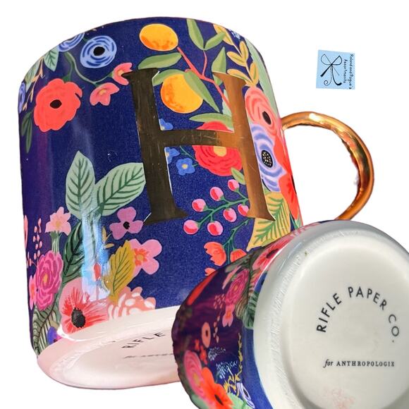 Rifle Paper Co. for Anthropologie Collab H Monogram Mug - Picture 1 of 5